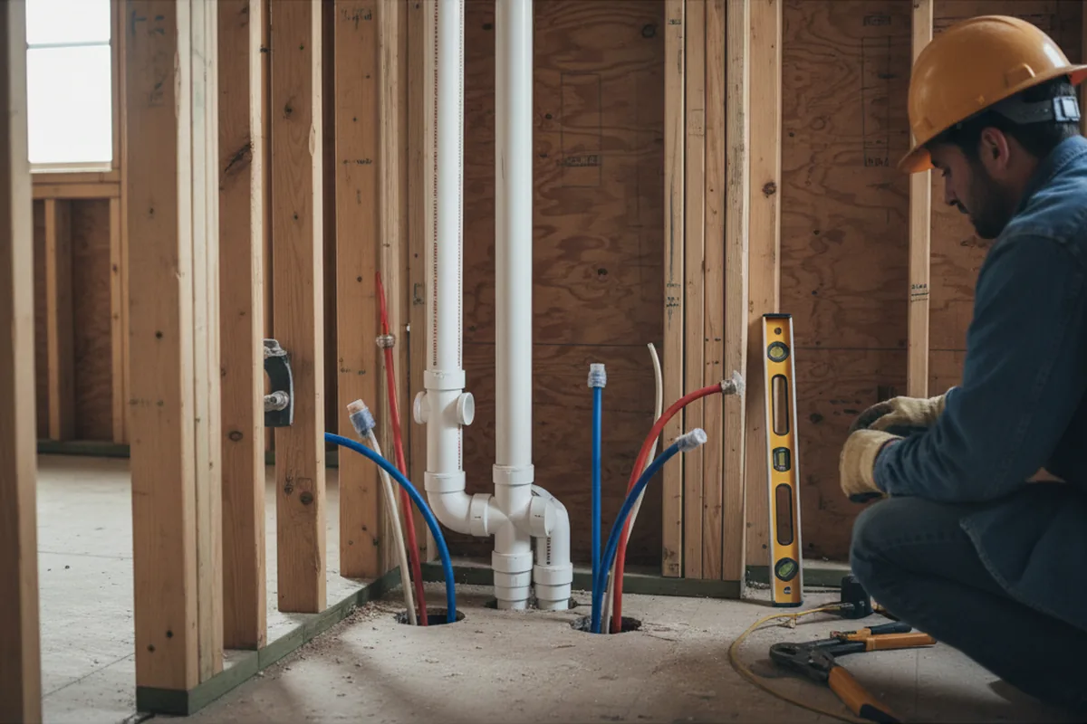 Drain and supply rough-in during Leak Detection in Rosendale